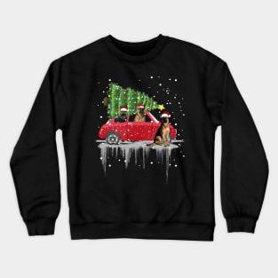 Car Red Truck Merry Christmas Tree German Shepherd Christmas Santa Hat Xmas Crewneck Sweatshirt